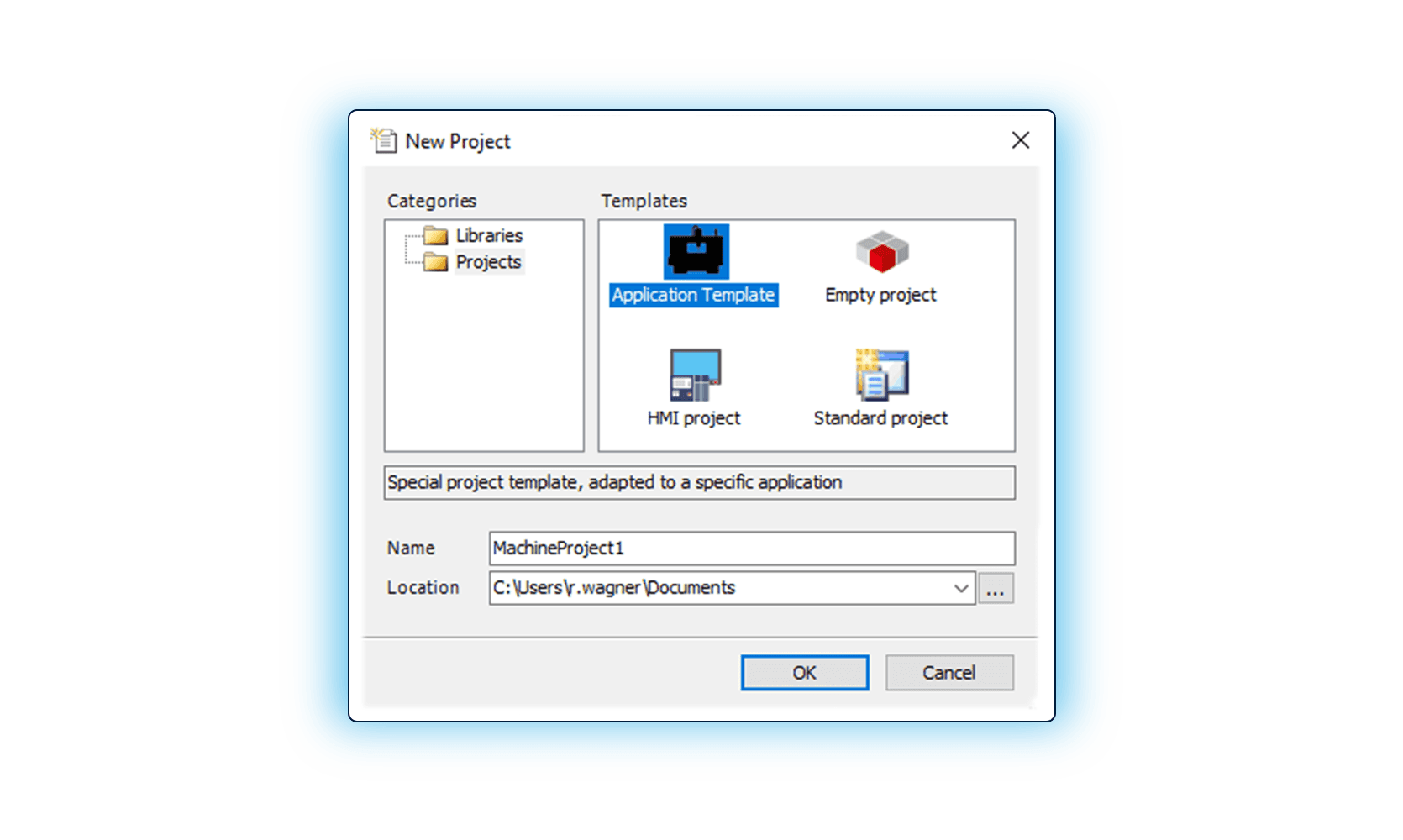 Create modelli che facilitino ai vostri clienti l'avvio di un nuovo progetto CODESYS. Questa opzione è una funzione integrata del CODESYS Development System.